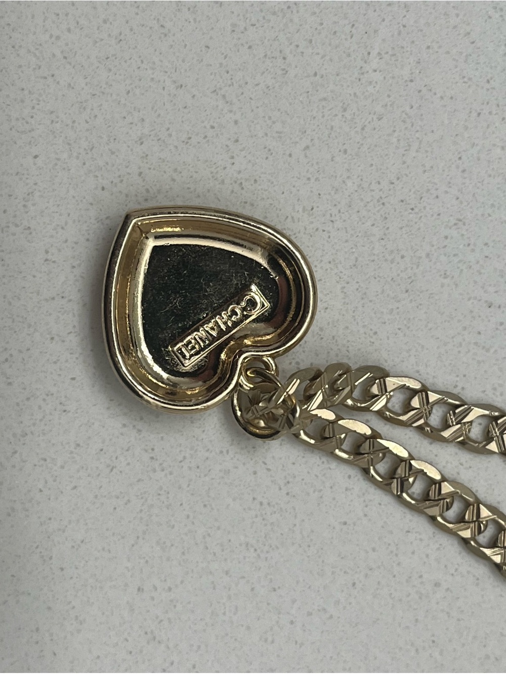 CC Gold Heart Pendant Necklace with Crystal CC Logo - Picture 6 of 8